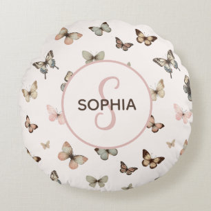 Coussins Ronds Bébé mignon fille sur mesure Monogramme Motif papi