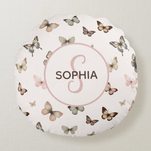 Coussins Ronds Bébé mignon fille sur mesure Monogramme Motif papi (Devant)