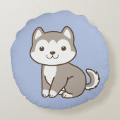 Coussins Ronds Bébé mignon Husky Chien Chien rond Jeu Oreiller (Dos)