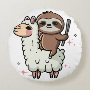 Coussins Ronds Bébé paresseux mignon et lama