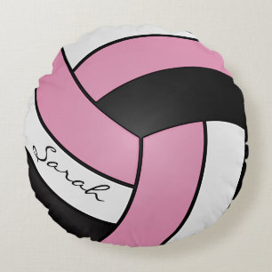 Coussins Ronds Bébé Volley-ball rose, noir et blanc Nom DO-IT-Y