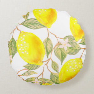 Coussins Ronds Belle aquarelle design citron