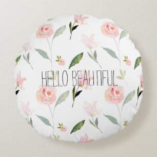 Coussins Ronds Belle Aquarelle Florale Rose