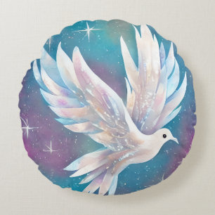 Coussins Ronds Belle colombe blanche Parties scintillant blanche