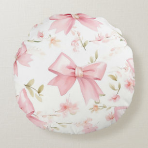 Coussins Ronds Belle fille motif arc rose