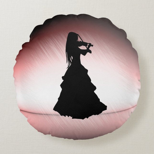 Coussins Ronds Belle Gitane Joue du Violon (Devant)