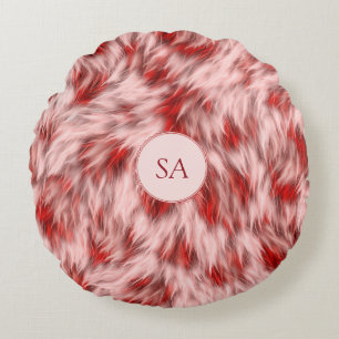 Coussins Ronds Belle Oreiller Rond Monogrammé Rouge et Rose