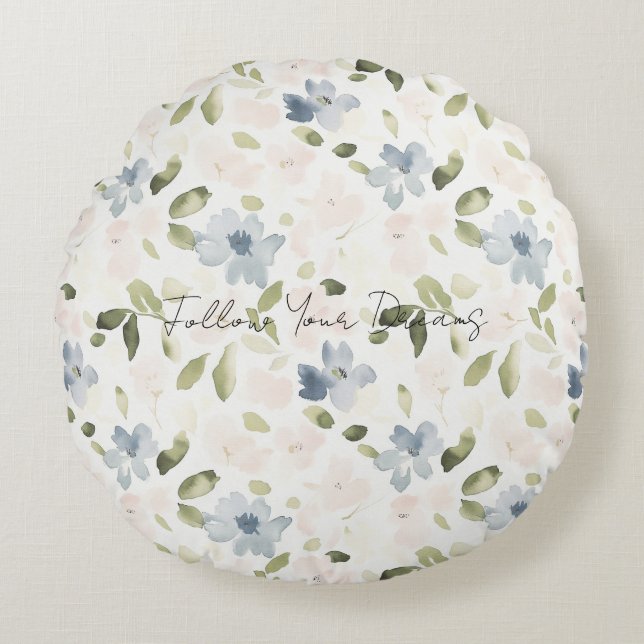 Coussins Ronds Belles fleurs bleues (Devant)