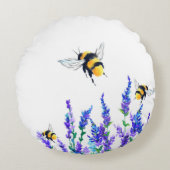 Coussins Ronds Belles fleurs de printemps et les abeilles volent  (Devant)