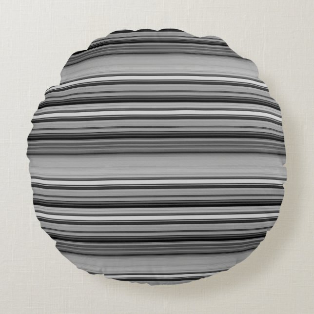 Coussins Ronds Belles rayures gris noir (Devant)