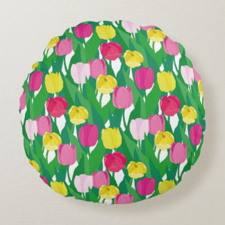 Coussins Ronds Belles tulipes.