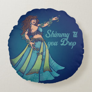 Coussins Ronds Belly Dancer Ruby Teal Art
