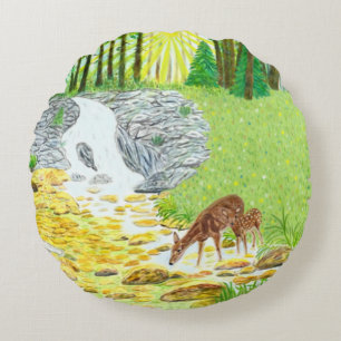 Coussins Ronds Biche et faon