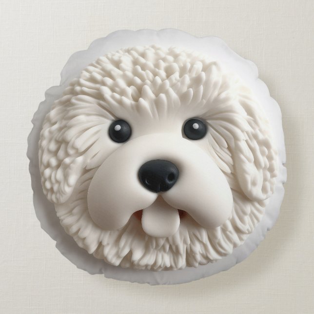 Coussins Ronds Bichon Frise Dog 3D inspiré (Devant)