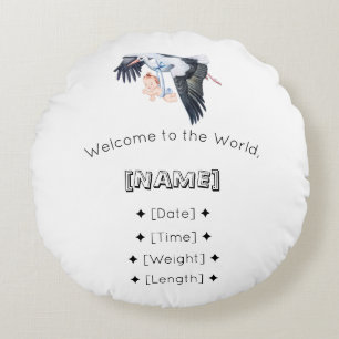 Coussins Ronds Bienvenue dans la barre World Custom Name & Birth