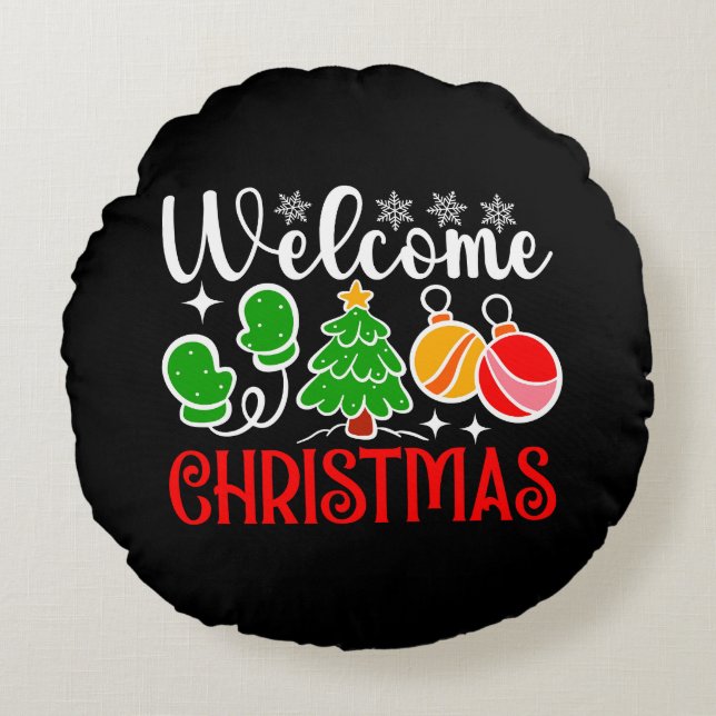 Coussins Ronds Bienvenue Noël (Devant)