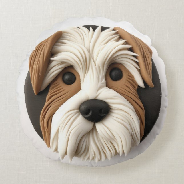 Coussins Ronds Biewer Terrier Dog 3D inspiré (Devant)