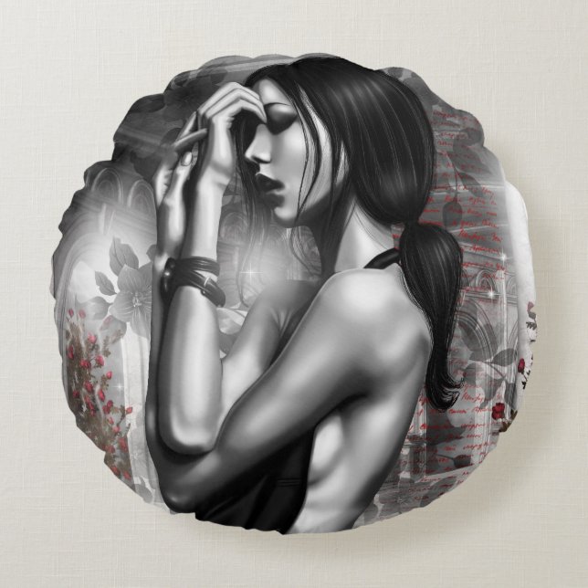 Coussins Ronds Biffey Round Throw Pillow (Devant)