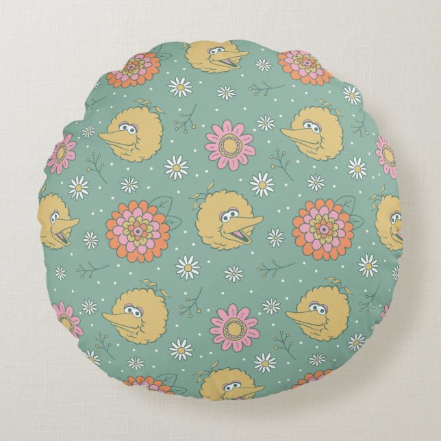 Coussins Ronds Big Bird | Good Vibes Floral Pattern (Devant)