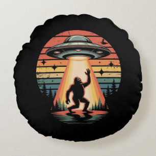 Coussins Ronds Bigfoot et OVNI - Enlèvement d'Aliens rétro