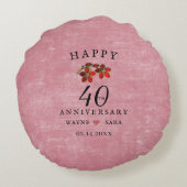 Coussins Ronds Bijou Rubis 40e Anniversaire de Mariage (Dos)