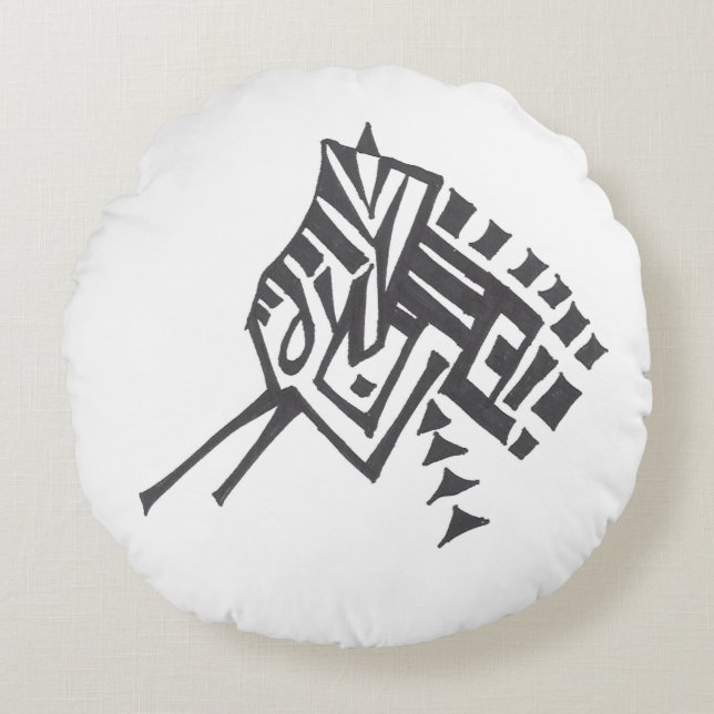 Coussins Ronds Bird Black White Abstract Tribal Tattoo Art (Devant)