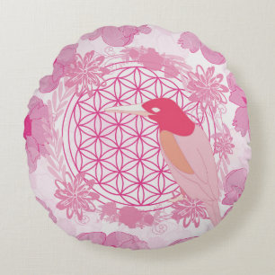 Coussins Ronds Bird flower of life