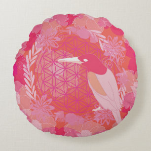Coussins Ronds Bird flower of life