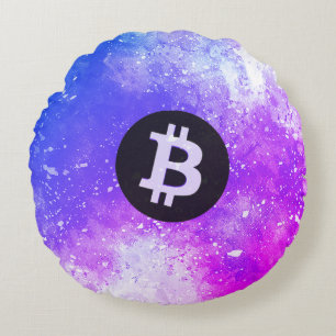 Coussins Ronds Bitcoin Aquarelle (Style 2 - Miami)