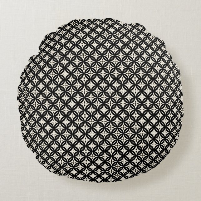 Coussins Ronds Black and Beige Round Pillow (Devant)