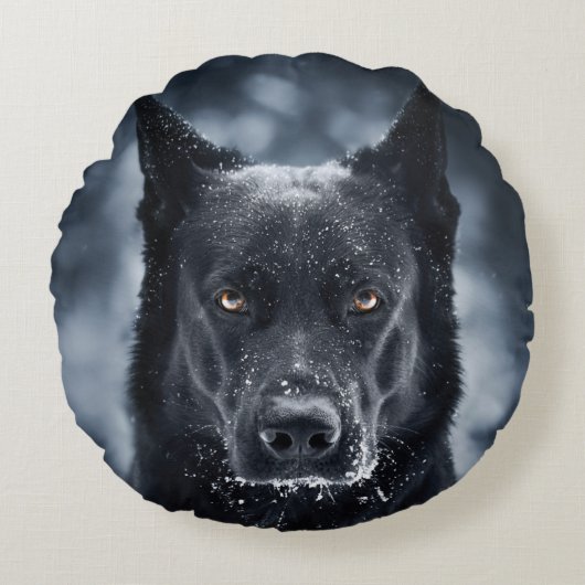 Coussins Ronds Black German Shepherd (Devant)