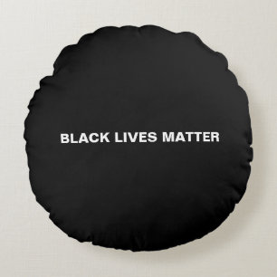Coussins Ronds Black Lives Matt noir et blanc texte minimaliste