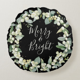Coussins Ronds Black Snowberry + Eucalyptus Christmas Wire