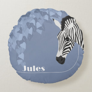 Coussins Ronds Black White Zebra Blue Yellow Ivy ajouter le nom