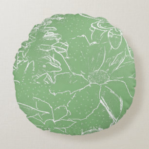 Coussins Ronds Blanc Floral Transparence de l'ensemble - Vert cla