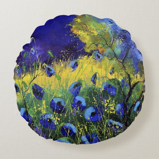 Coussins Ronds Bleu automne, Art (Devant)