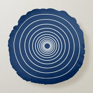Coussins Ronds Bleu bleu marine rayures blanches motif minimalist