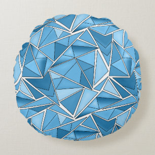 Coussins Ronds Bleu ciel et formes géométriques bleues motif mode