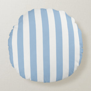 Coussins Ronds Bleu doux en bandes intemporelles