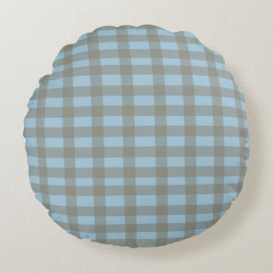 Coussins Ronds Bleu Gingham 