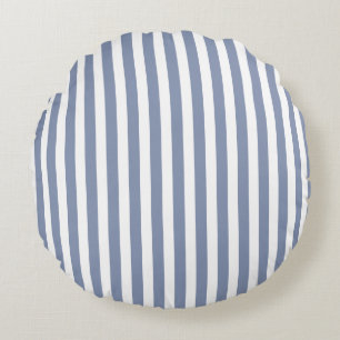 Coussins Ronds Bleu gris et blanc rayures de bonbons