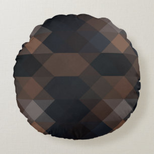 Coussins Ronds Bleu, noyer et géométrique noir