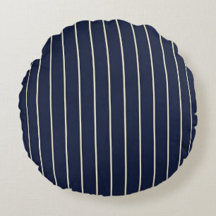 Coussins Ronds Bleu Nuit Classique Rayures Ivory Minces