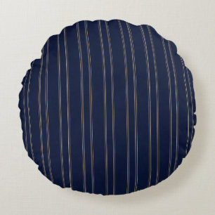 Coussins Ronds Bleu Nuit Ivoire Or Rayures