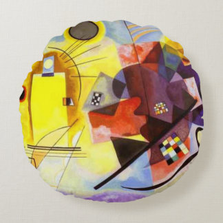 Coussins Ronds Bleu rouge jaune Kandinsky peinture Abstraite