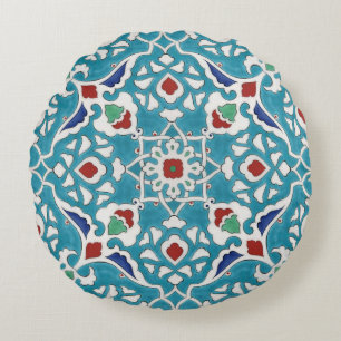 Coussins Ronds Bleu Rouge Vert Blanc Portugais Azulejo Motif