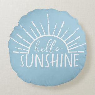 Coussins Ronds Bleu Simple Moderne Hello Sunshine
