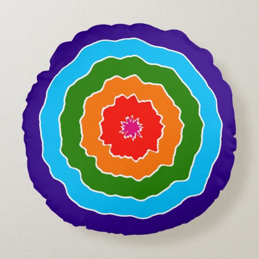 Coussins Ronds bleu violet vert orange rouge (Devant)