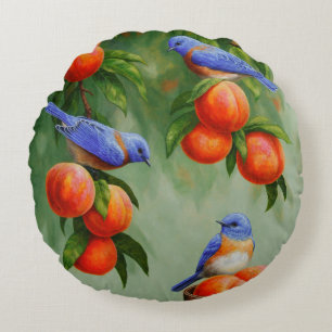 Coussins Ronds Bleus et pêches