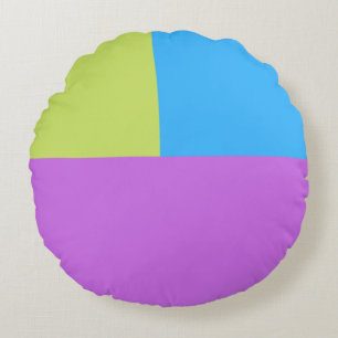 Coussins Ronds Blocs de couleur gras Vert Bleu Rose 4
